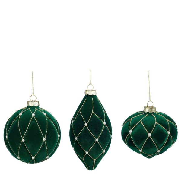 Kuuseehe klaasist pärlite ja joontega roheline Ø10cm erinevad 1tk