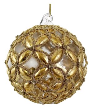 Klaaskuul kuldsed lilled pärlitest äär kuldne Ø8cm