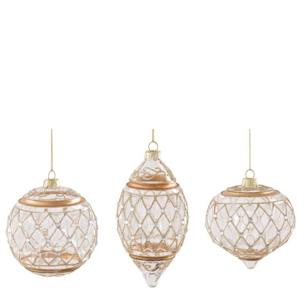 Kuuseehe klaasist pitsiga kuldne Ø10cm erinevad 1tk