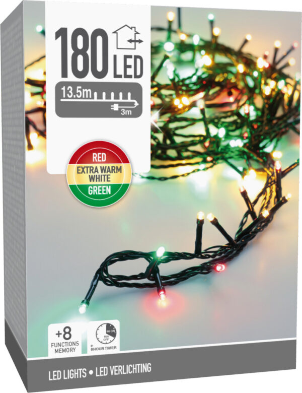 Valguskett kolmevärviline 13,5m 180LED IP44