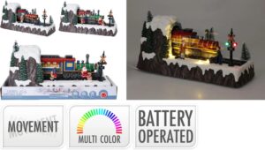 Jõuluküla Rongijaam LED muusikaga 32,3×12,7x h16,5cm värvivalik 1tk