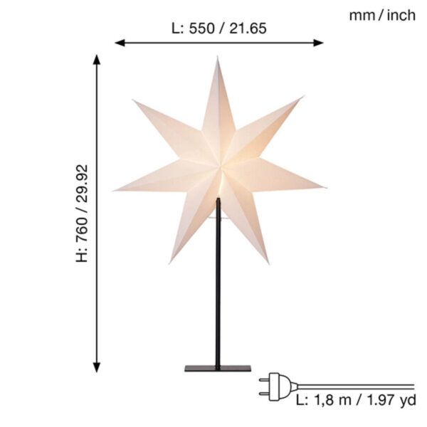 Laualamp/täht mustal jalal valge E14