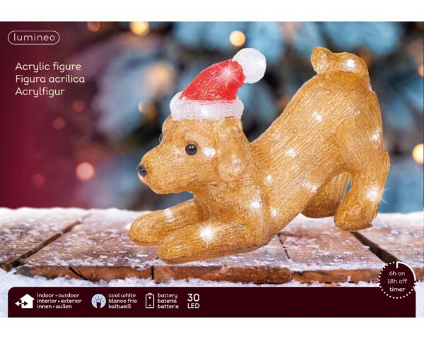 Valgusfiguur koer külm valge, pruun 30LED IP44 12x29x h20cm