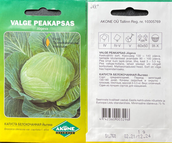 Valge peakapsas 'Jõgeva' 1g