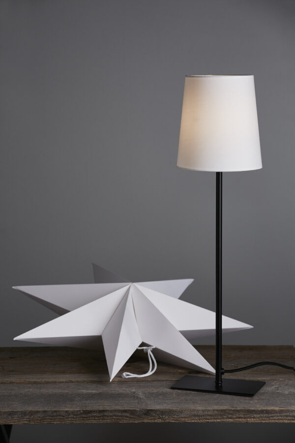 Laualamp/täht mustal jalal valge E14