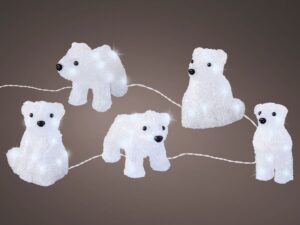 Dekoratsioon jääkarude pere 5tk külm valge 70LED 2m