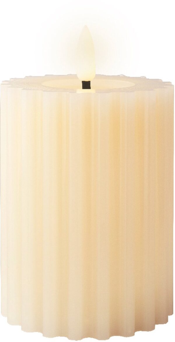 Led küünal soe valge, kreem patareid Ø7,5x h12,5cm