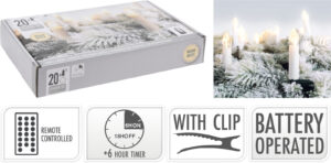 LED-küünal kuusele soe valge klambriga 20tk