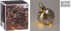 Klaaskuul valgusega suitsune hall, soe valge 15LED Ø15×18,5cm