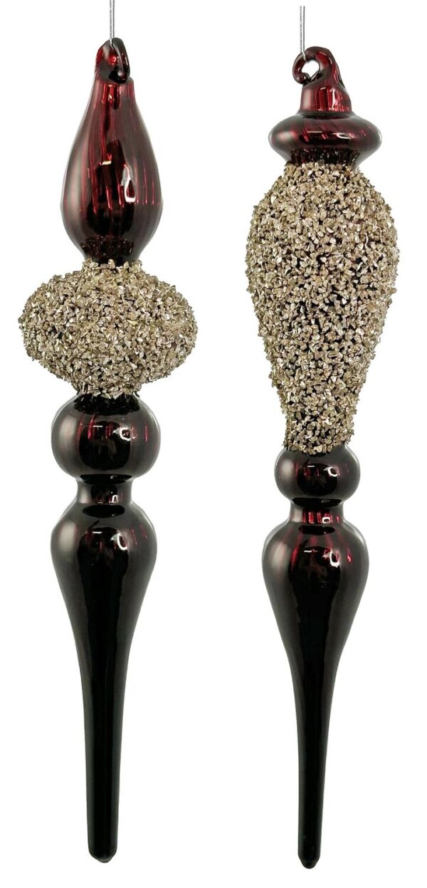 Kuuseehe klaasist tilk kuldse säraga tumepunane 20cm erinevad 1tk