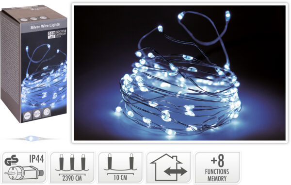 Valguskett traadil külm valge 23,9m 240LED IP44