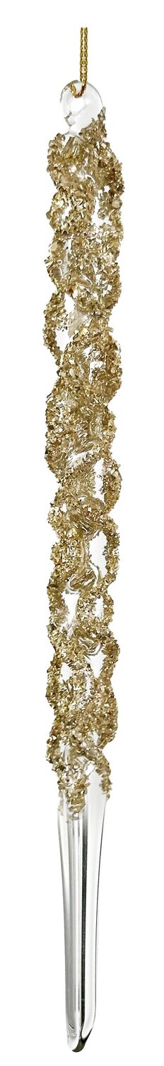 Klaasist jääpurikas kuldne sädelus 20cm