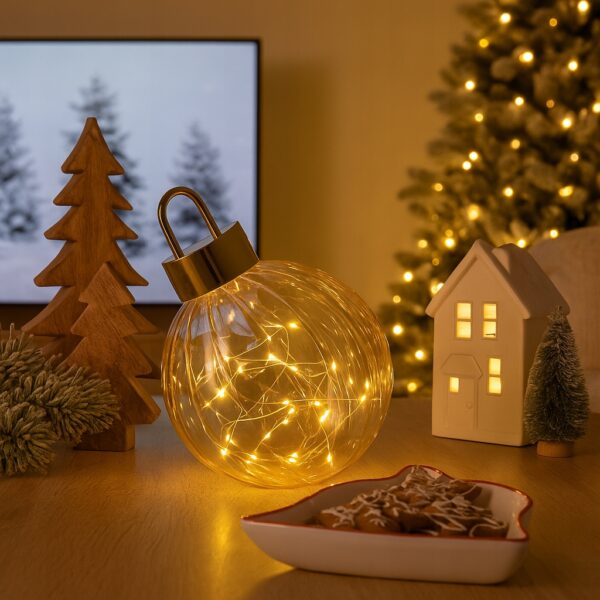 Klaaskuul valgusega amber, soe valge 15LED Ø15x18,5cm