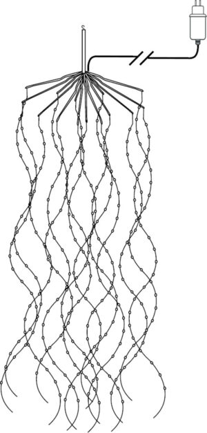 Valguskett Dew Drop soe valge Ø45x h320cm 600LED