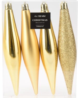 Kuuseehete komplekt jääpurikad kuldne 15cm 4tk/pk