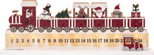 Advendikalender Jolly soe valge punane 7LED 38x13,5x h5cm