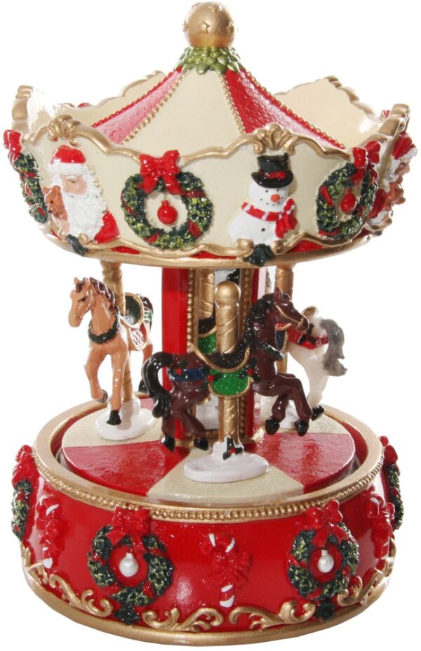 Kaunistus karussell muusikaga punane Ø11x h18cm