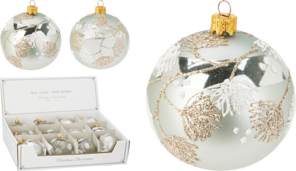 Klaaskuul kuldsed õied, jäine läbipaistev roheline Ø8cm erinevad 1tk