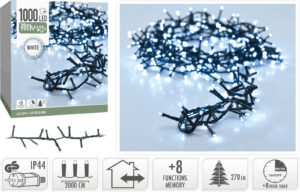 Valguskett 270cm kuusele külm valge 20m 1000LED IP44