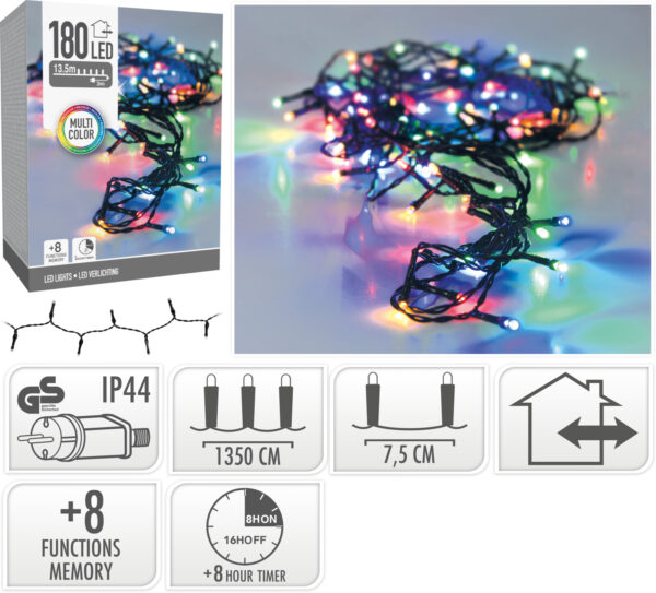 Valguskett värviline 13,5m 180LED IP44