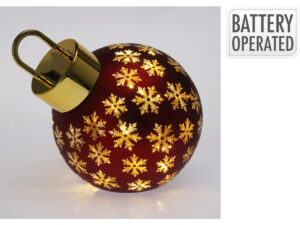 Klaaskuul lumehelbed punane, soe valge 20LED Ø20×23,5cm