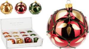 Klaaskuul kuldsed lehed ja rohelised triibud Ø8cm värvivalik 1tk