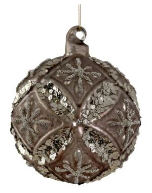 Klaaskuul hõbedased lilled glitter ja pärlid hõbedane Ø8cm