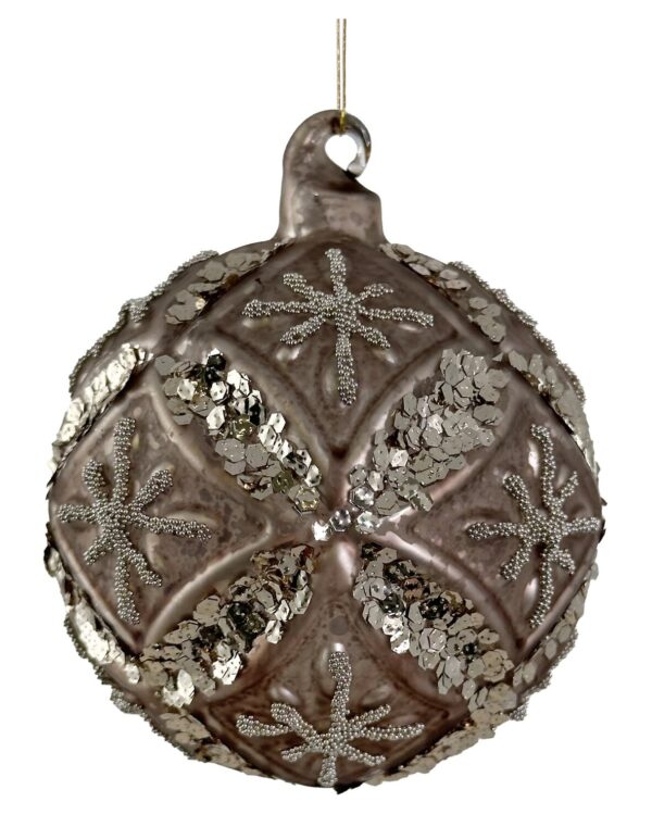 Klaaskuul hõbedased lilled glitter ja pärlid hõbedane Ø8cm