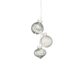 Kuuseehe klaasist 3-osaline hõbedane Ø3,5cm