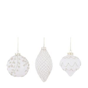 Klaaskuul küldne muster jäine valge Ø8cm erinevad 1tk