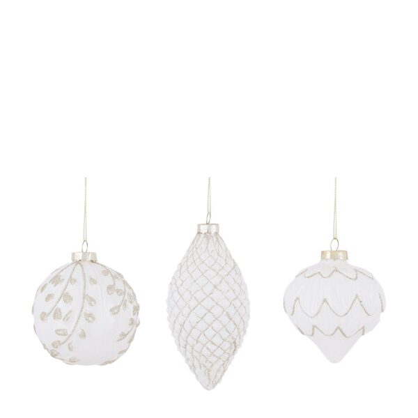 Klaaskuul küldne muster jäine valge Ø8cm erinevad 1tk