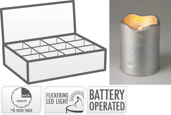 Led küünal hõbe Ø7x h9cm