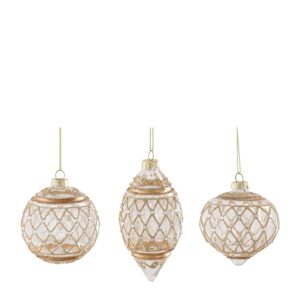 Kuuseehe klaasist pitsiga kuldne Ø8cm erinevad 1tk