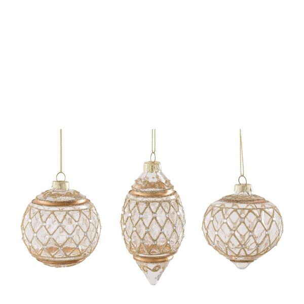 Kuuseehe klaasist pitsiga kuldne Ø8cm erinevad 1tk