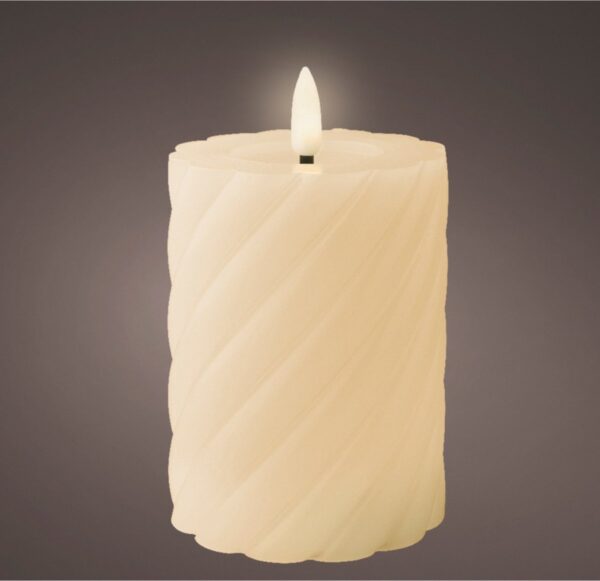 Led küünal keerd soe valge, kreem patareid Ø7,5x h12,5cm