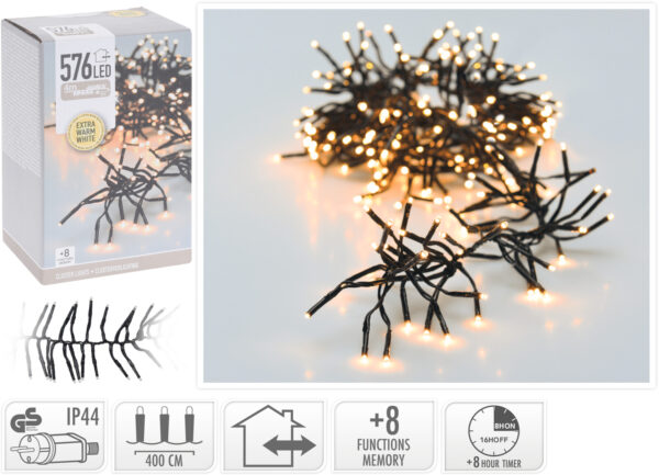 Valguskett eriti soe valge 4m 576LED IP44