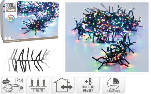 Valguskett värviline 22m 3000LED IP44