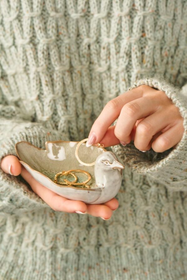 Dekoratiivne kauss lind valge 8x13,5x h6,5cm