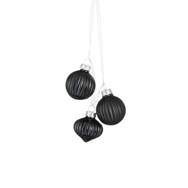 Kuuseehe klaasist 3-osaline must Ø3,5cm