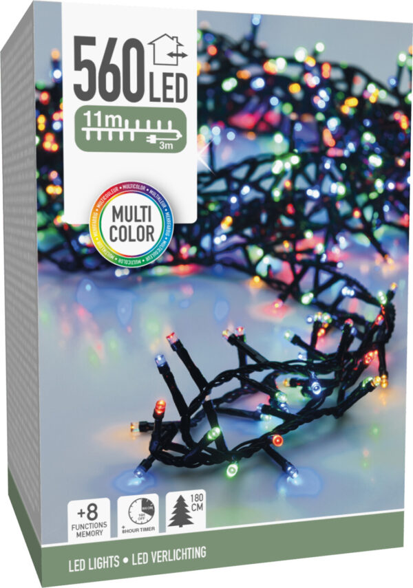 Valguskett 180cm kuusele värviline 11m 560LED IP44