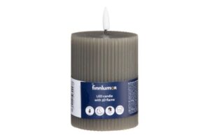 LED küünal 3D leegiefektiga hall 3D Ø7,5x h13cm