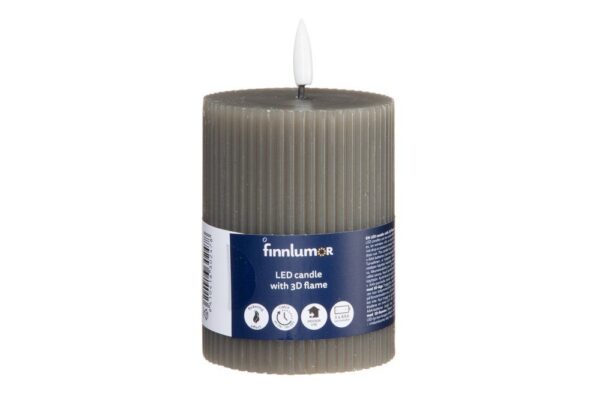 LED küünal 3D leegiefektiga hall 3D Ø7,5x h13cm