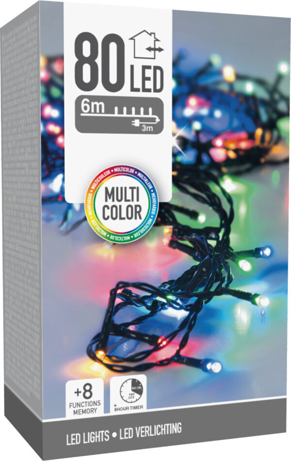 Valguskett värviline 6m 80LED IP44