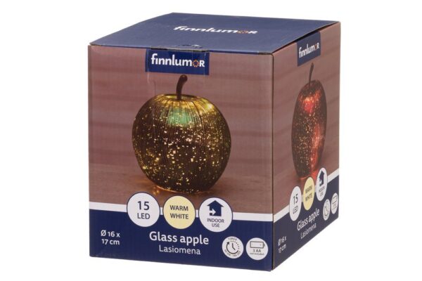 Klaasist õun kuldne 15LED Ø16