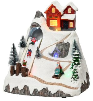 Dekoratsioon jõuluküla kelgutavad lapsed värviline 5LED 17x18x h20cm