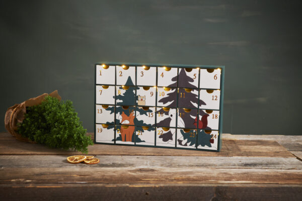 Advendikalender Forest friends 24LED soe valge