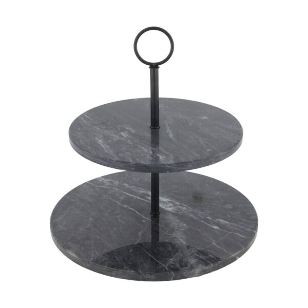 Serveerimisalus marmor 2-korrust must 25x25x h26cm