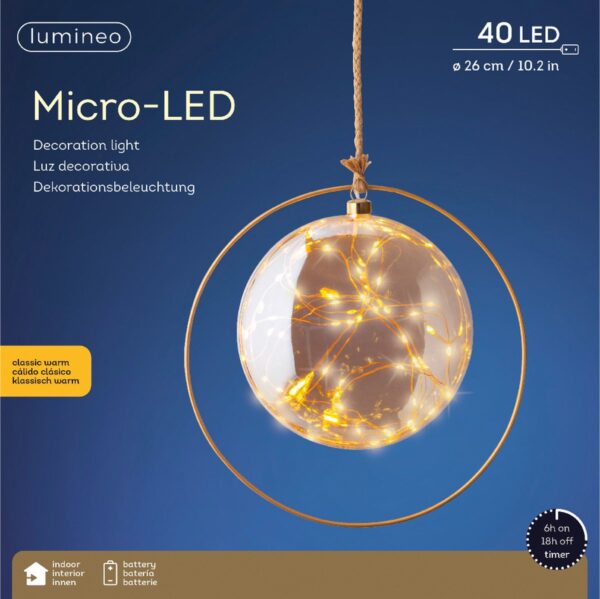 Valguspall soe valge, patareid 40LED Ø26cm