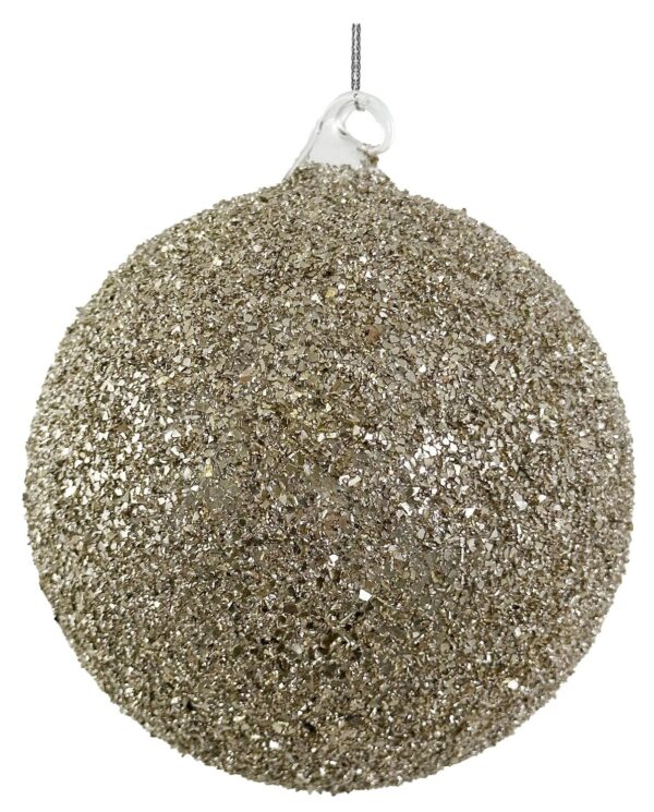 Klaaskuul glitter hõbedane Ø12cm