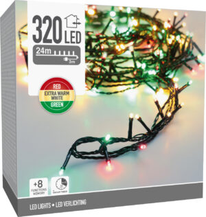 Valguskett kolmevärviline 24m 320LED IP44